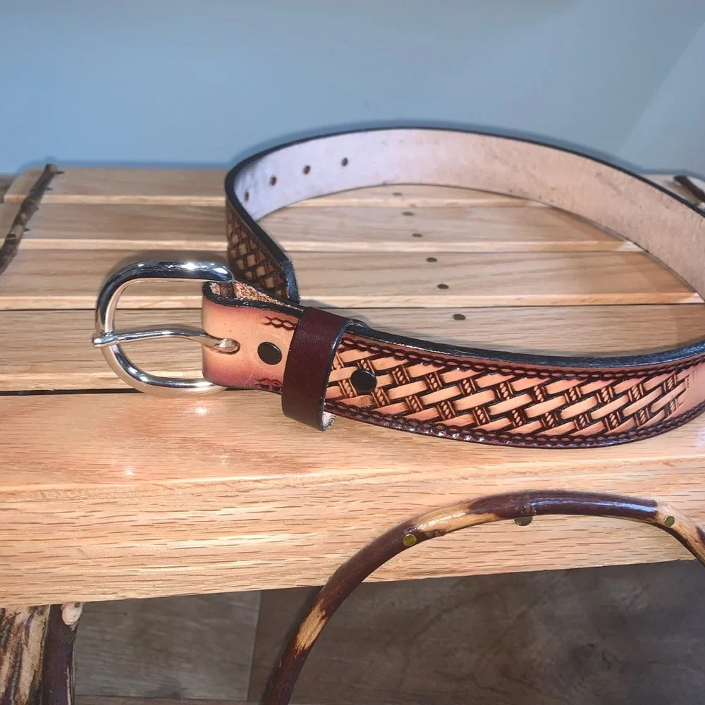 Boys Brown leather “Gunner” Personalized belt size 22
